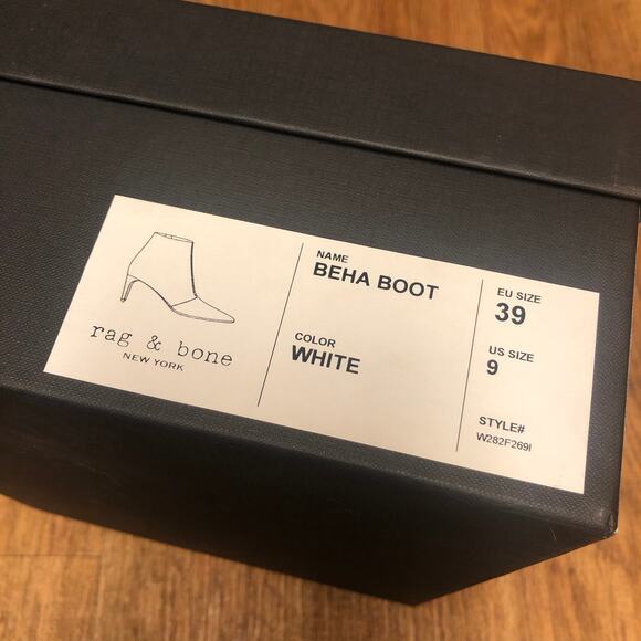 Rag & Bone Beha White Suede Leather Stiletto Ankle Boot Size 9 (39) - Picture 15 of 15